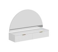 Coiffeuse suspendue avec miroir et LEDs - 2 tiroirs - Blanc - FRALYN