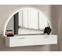 Coiffeuse suspendue avec miroir et LEDs - 2 tiroirs - Blanc - FRALYN