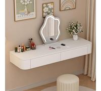 Coiffeuse Suspendue, Table de Maquillage avec tiroirs, Coiffeuse Murale Moderne aux Angles arrondis, Coiffeuse Gain de Place pour Chambre à Coucher(White,120 * 40 * 18cm)