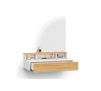 IDMarket - Coiffeuse Suspendue Zelia Miroir LED avec 4 niches, 1 tiroir Bois et Blanc