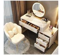 Coiffeuse Table avec LED Miroir, 3 LuminositéS RéGlable Table De Maquillage Extensible avec Chaise en Velours, Moderne Coiffeuse 5 Tiroirs, Armoire LatéRale RéGlable, Assemblage Flexible
