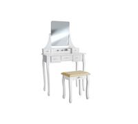Coiffeuse table de maquillage avec tabouret rembourré blanc