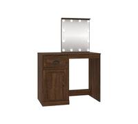 Coiffeuse table de maquillage design meuble mobilier de chambre avec led 90 x 50 x 132,5 cm bois d'ingénierie chêne marron 02_0006365