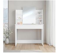 Coiffeuse - TECTAKE - Table de maquillage CAMILLE avec tiroir et 4 étagères au style moderne, 100 x 40 x 139,5 cm - Blanc