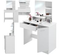 Coiffeuse - TECTAKE - Table de maquillage ZOE avec miroir, étagères et compartiments 90 x 40 x 137,5 cm - Blanc
