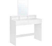 Coiffeuse Vasagle, avec grand miroir, coiffeuse, 2 tiroirs, 3 compartiments ouverts, moderne, blanc