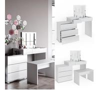 Coiffeuse - VICCO - Lotos blanche - 4 tiroirs - style classique - panneaux de particules