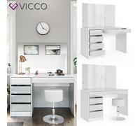 Vicco Coiffeuse Sherry, Blanc, 120 cm avec Tabouret