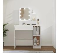vidaXL Coiffeuse 808810 – LED, bois d'ingénierie, 1 tiroir, 136 cm