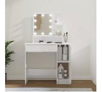 Coiffeuse - vidaXL - 808816 - Blanc brillant - LED - 1 tiroir - 86,5x35x136 cm