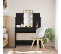 vidaXL Coiffeuse 96x40x142 cm – 2 tiroirs – Miroir LED – Noir