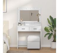 vidaXL Coiffeuse avec lumières LED, Blanche, 79x41x135 cm