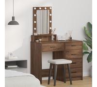 Coiffeuse - Chêne brun - 50x41x140 cm - 1 tiroir - Lumières LED intégrées