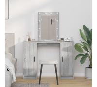 Coiffeuse - Gris Sonoma - 102x33x135 cm - Miroir inclus - Lumières LED intégrées
