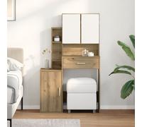 Coiffeuse Vidaxl Avec Miroir Et Led En Chêne Artisan Bois D'ingénierie