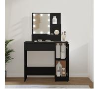 vidaXL Coiffeuse avec LED – design asymétrique, 1 tiroir, noir 86,5x35x136 cm