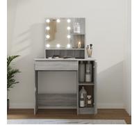 vidaXL Coiffeuse Modèle avec LED Bois d'ingénierie 1 tiroir Gris sonoma
