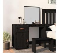 Coiffeuse - vidaXL - Table de Maquillage - bois de pin massif - noir - 95 x 50 x 134 cm - 2 compartiments@oth86l
