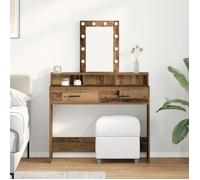 Coiffeuse - Vintage - Bois massif - 100x41x140 cm - Lumières LED intégrées