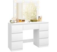 Coiffeuse WOLTU - Miroir LED à Luminosité Réglable - 7 Tiroirs de grande taille - Table de Maquillage Blanc W0ETT0020