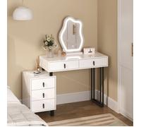 Coiffeuse WOLTU - Miroir LED réglable Nuage - Table de Maquillage Moderne - Noir+Blanc