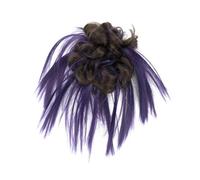 Coiffure 2 pièces chignon cheveux en désordre chignon faux chouchous Extension ondulés bouclés postiches queue de cheval Chignon bandeau for les femmes Utilisation quotidienne(Brown Purple)