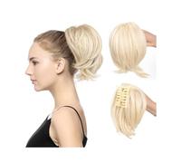 Coiffure Chignon à pinces décoiffé for femme, extension de queue de cheval haute, courte et lisse, chignon ébouriffé Utilisation quotidienne(P1B/30)