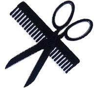 Coiffure coiffeur peigne ciseaux patch fer sur coudre sur vêtements insigne brodé