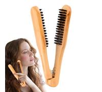 Coiffure coiffure - brosse à tension en forme de V avec des poils naturels, peignes à double côté pour détruire et modéliser | Peigne en bois pour les cheveux épais avec des poils de sanglier, peigne