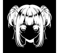 coiffure de fille japonaise Stickers gravés 67.2x69.8cm N'abîme pas le mur Blanc