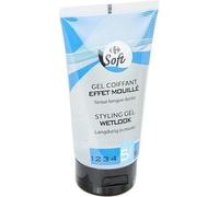 Coiffure effet mouillé tenue longue durée - CARREFOUR SOFT gel coiffant force 5, pot 150ml - Lot de 4