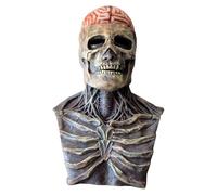 Coiffure en latex effrayant d'Halloween - Coiffure avec crâne entier humain - Couvre-chef intégral Halloween Horror Face Masque de squelette effrayant Coiffure pour hommes, femmes, amis