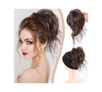 Coiffure Extension capillaire synthétique à pinces, chignon ondulé et lâche, queue de cheval Utilisation quotidienne(Light Brown)