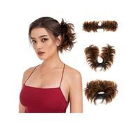 Coiffure Extension queue de cheval synthétique courte et lisse avec chignon décoiffé et peigne latéral à clipser Utilisation quotidienne(2T30)