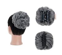 Coiffure Extensions de cheveux chignon ondulés bouclés à pince à griffes, postiche synthétique ébouriffé Utilisation quotidienne(Grigio)