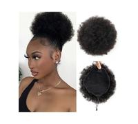 Coiffure Extensions de cheveux humains crépus bouclés de 10,2 à 15,2 cm, queue de cheval avec cordon de serrage, chignon afro bouffant Utilisation quotidienne(4Inches)
