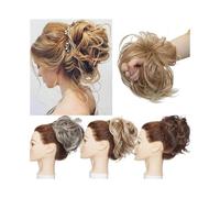 Coiffure Extensions de cheveux synthétiques en chignon en désordre, chouchous ondulés et bouclés, queue de cheval Utilisation quotidienne(Dark Brown)