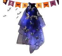 Coiffure gothique à LED - Voile pour bande d'Halloween, coiffe en voile gothique | Couvre-chef de festival Halloween Bandeau lumineux Modèles de papillons Carnaval animé