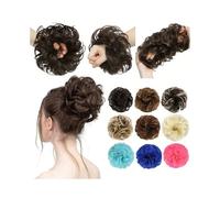 Coiffure Postiche chignon décoiffé, chouchous ondulés et bouclés avec élastique, postiche queue de cheval duveteuse Utilisation quotidienne(2913)