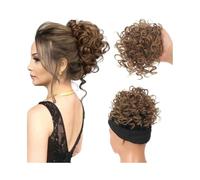 Coiffure Postiche synthétique à chignon décoiffé, chignon court élastique avec cordon de serrage, queue de cheval bouclée à clipser Utilisation quotidienne(12H16)