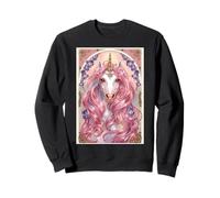 Coiffure Rose Licorne avec Fleurs mystiques Sweatshirt