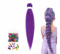 Coiffure Tressage Violet,Pré-étirés Synthétiques Violets Cheveux Tresser,26 Incr Rajout Cheveux Violet,Tresses Longues Cheveuxs Extensions,Pour Bals Masqués,Cosplay,Scène,Noël,Halloween(A)