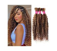 Coiffure tresses Mèches naturelles tressées, 100 g/lot, sans trame, mèches P4/27, ondulations profondes, for tresses bohèmes Rallonges(20inch 1PC)