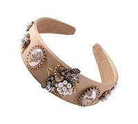 Coiffures for femmes, bijoux de cheveux, diadèmes de couronne for femmes, bandeaux d'abeille for femmes, bandeau en cristal de strass baroque, perle simulée, large bande de cheveux, couronne de fleurs