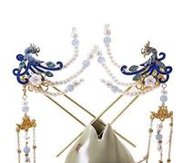 Coiffures for femmes, bijoux de cheveux, diadèmes de couronne for femmes, coiffure de style ancien, accessoires de cheveux chinois, épingle à cheveux traditionnelle de mariée, perles, pompon, couronne