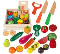 COIL Accessoires de cuisine en bois pour enfants - Légumes à découper - Accessoires de cuisine pour enfants - Fruits en bois à découper - Jouets éducatifs - Accessoires de cuisine