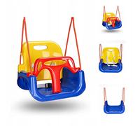 COIL Balançoire de jardin pour enfants, balançoire pour enfants, solide, 3 en 1 + ceintures, jusqu'à 60 kg, bleu