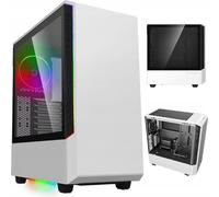 COIL Boîtier PC, Panda T802,Mid-Tower ATX, verre trempé, ventilateur ARGB 12cm Rainbow, blanc