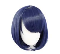Coil Cap Blue Cosplay Wig avec frange Blue foncé courte Bob nature naturel Perruques pour filles Blue Wigs pour l'anime japonais