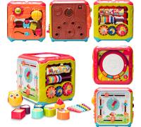 COIL Cube d'activités 6in1 Jouet éducatif Trieur de formes Cube sensoriel Lumière, Rouge